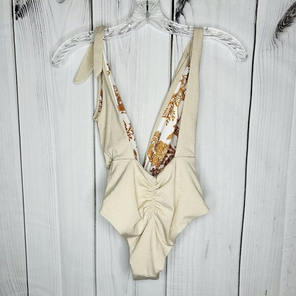 NWOT Maaji Nacar Faena Metallic Reversible One-Piece Swimsuit Sz XS Beige - Picture 13 of 14